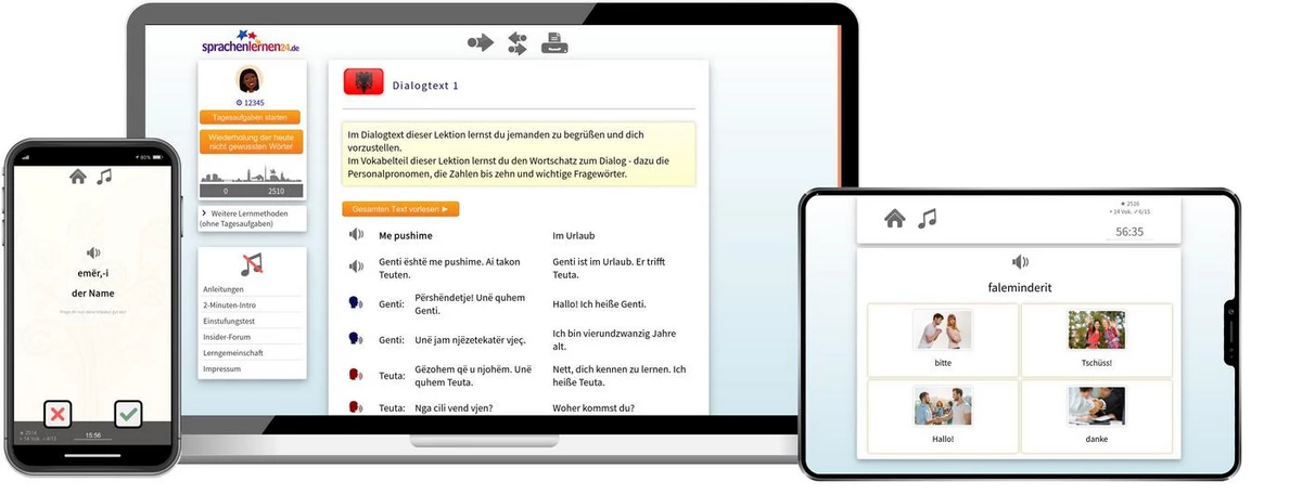 Sprachenlernen24 Online-Sprachkurs Albanisch Screenshot