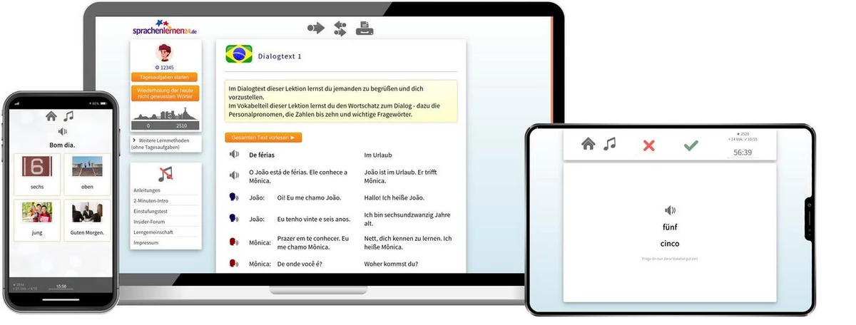 Sprachenlernen24 Online-Sprachkurs Brasilianisch Screenshot