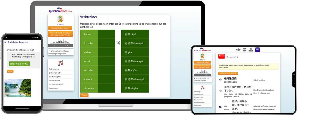 Sprachenlernen24 Online-Sprachkurs Chinesisch Screenshot