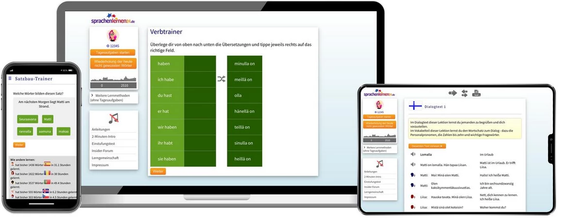 Sprachenlernen24 Online-Sprachkurs Finnisch Screenshot