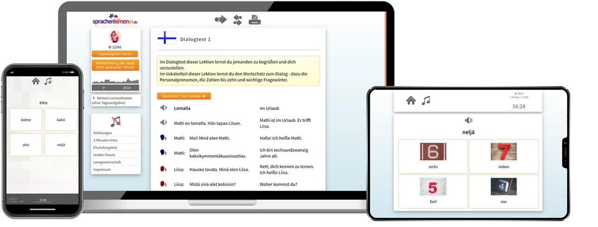 Sprachenlernen24 Online-Sprachkurs Finnisch Screenshot