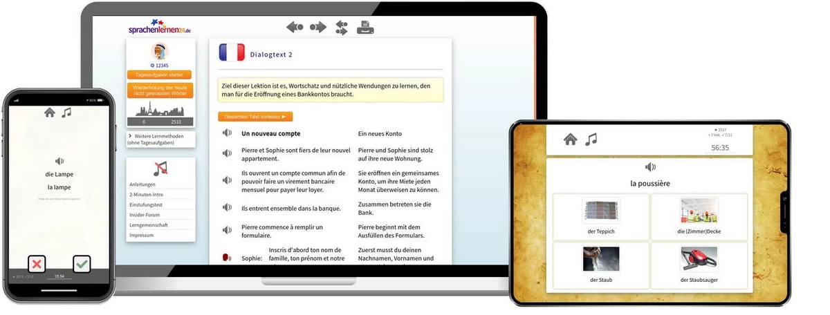 Sprachenlernen24 Online-Sprachkurs Französisch Screenshot