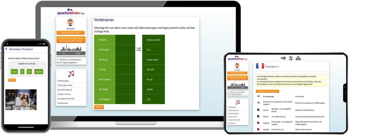 Sprachenlernen24 Online-Sprachkurs Französisch Screenshot