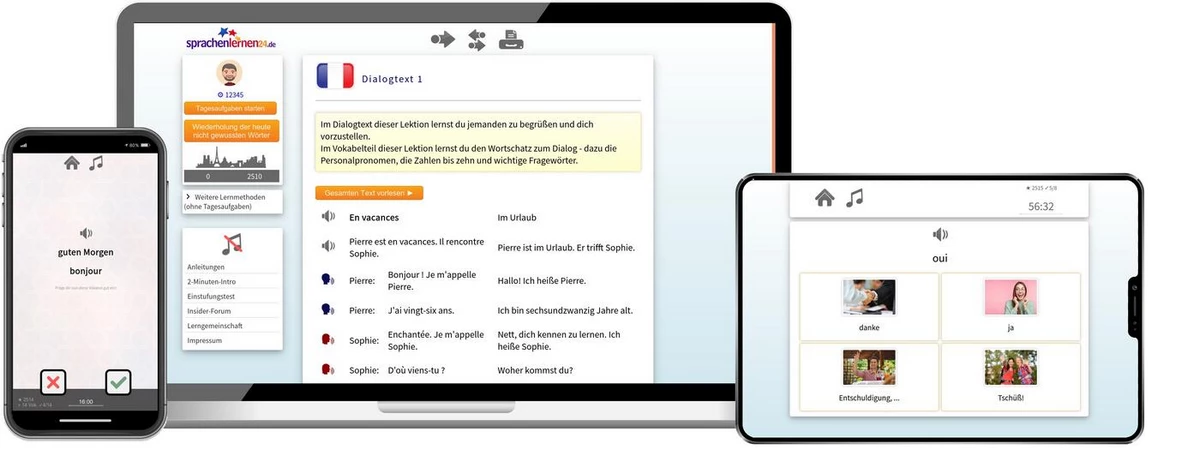 Sprachenlernen24 Online-Sprachkurs Französisch Screenshot