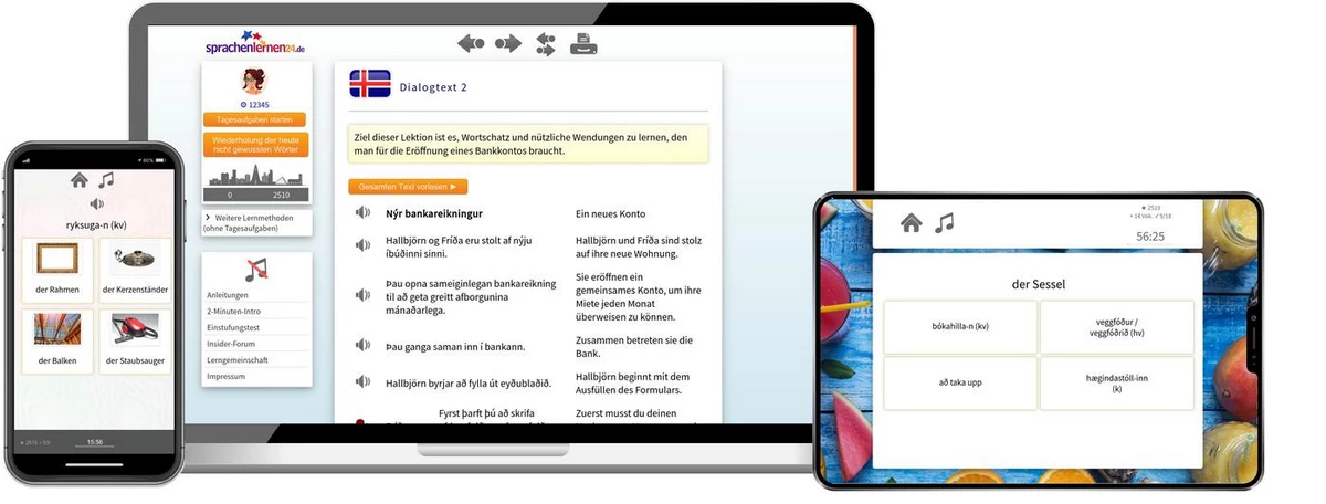 Sprachenlernen24 Online-Sprachkurs Isländisch Screenshot