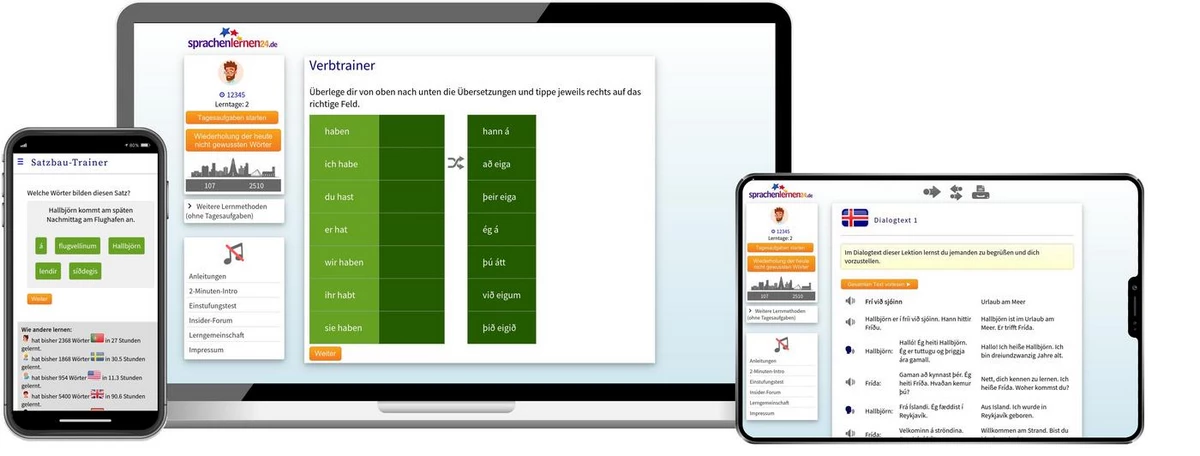 Sprachenlernen24 Online-Sprachkurs Isländisch Screenshot