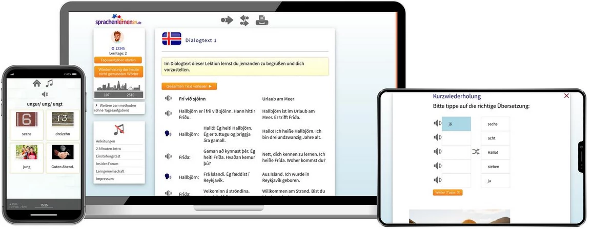 Sprachenlernen24 Online-Sprachkurs Isländisch Screenshot
