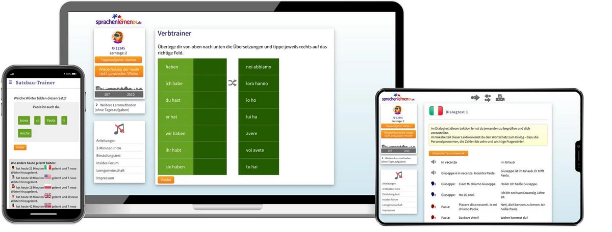 Sprachenlernen24 Online-Sprachkurs Italienisch Screenshot