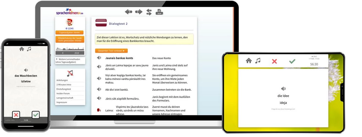 Sprachenlernen24 Online-Sprachkurs Lettisch Screenshot