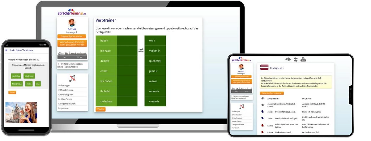 Sprachenlernen24 Online-Sprachkurs Lettisch Screenshot