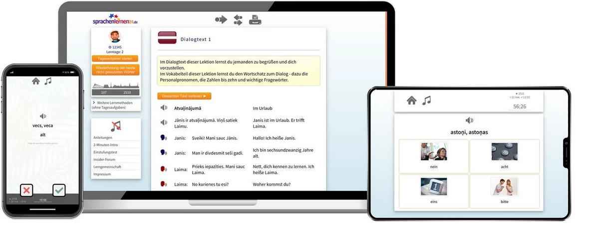 Sprachenlernen24 Online-Sprachkurs Lettisch Screenshot