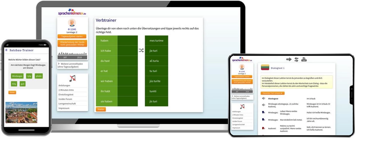 Sprachenlernen24 Online-Sprachkurs Litauisch Screenshot