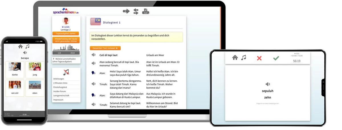 Sprachenlernen24 Online-Sprachkurs Malaysisch Screenshot