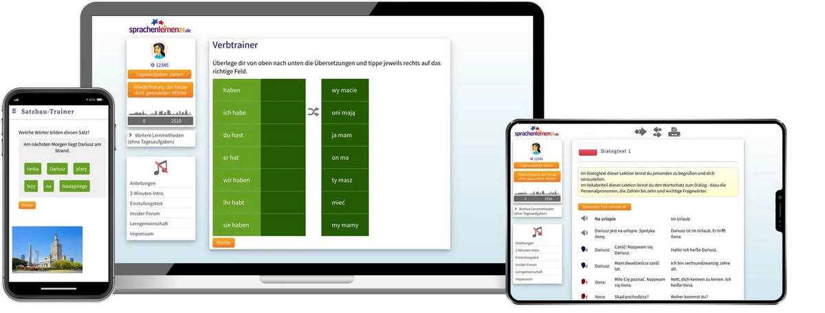 Sprachenlernen24 Online-Sprachkurs Polnisch Screenshot