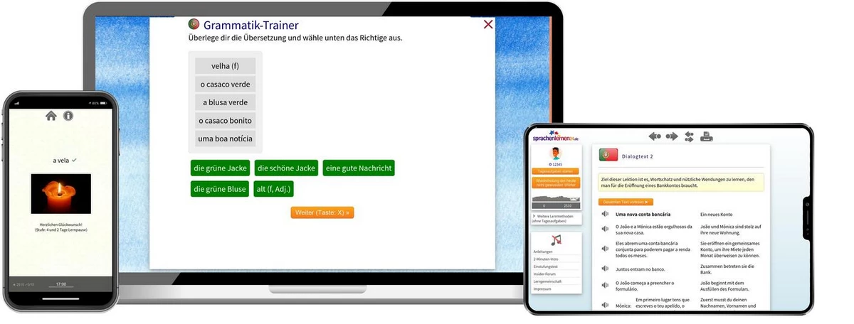 Sprachenlernen24 Online-Sprachkurs Portugiesisch Screenshot