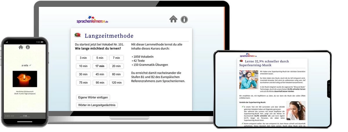 Sprachenlernen24 Online-Sprachkurs Portugiesisch Screenshot