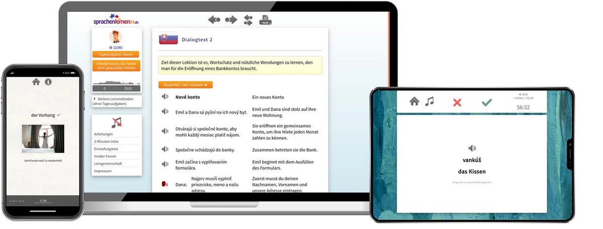 Sprachenlernen24 Online-Sprachkurs Slowakisch Screenshot
