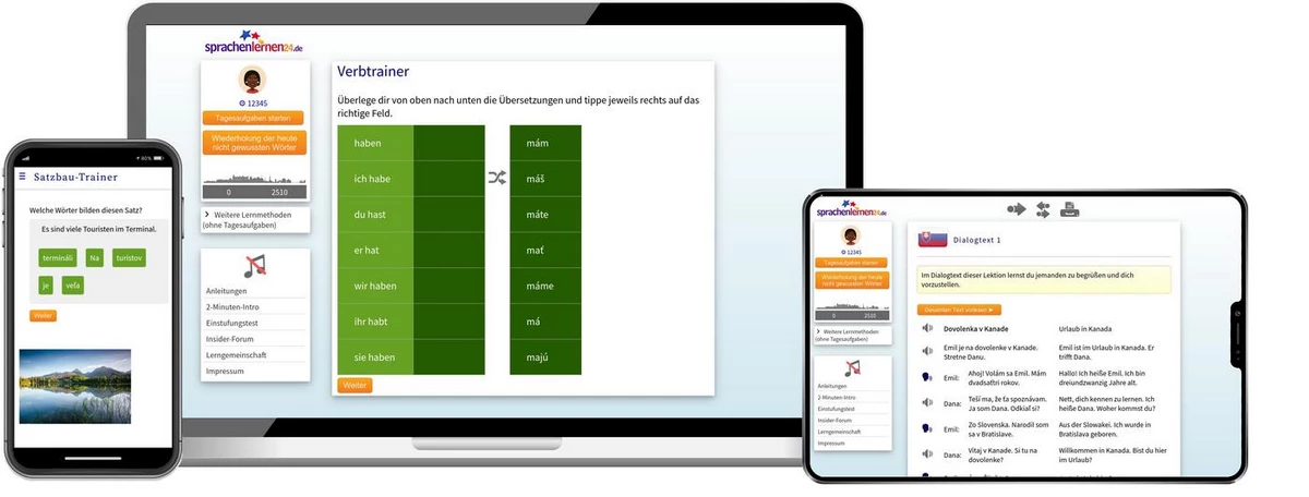 Sprachenlernen24 Online-Sprachkurs Slowakisch Screenshot