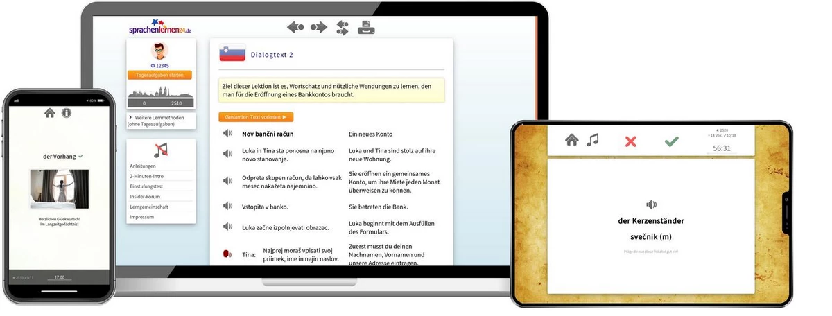 Sprachenlernen24 Online-Sprachkurs Slowenisch Screenshot