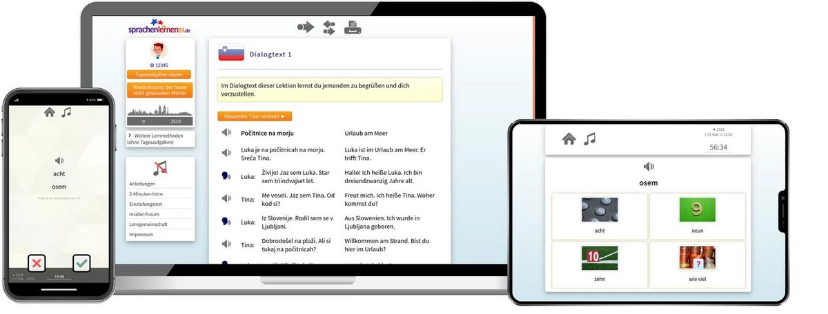 Sprachenlernen24 Online-Sprachkurs Slowenisch Screenshot