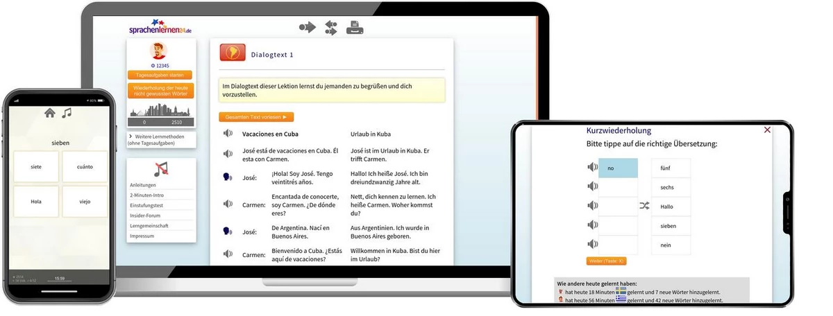 Sprachenlernen24 Online-Sprachkurs Spanisch (Südamerika) Screenshot