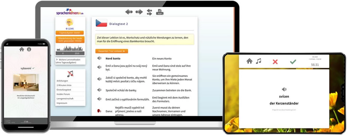 Sprachenlernen24 Online-Sprachkurs Tschechisch Screenshot