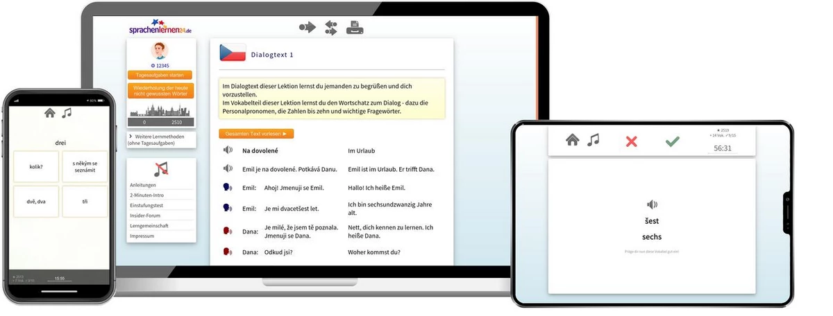 Sprachenlernen24 Online-Sprachkurs Tschechisch Screenshot