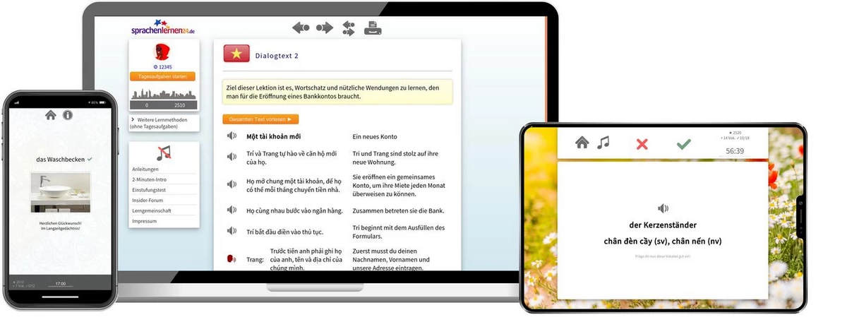 Sprachenlernen24 Online-Sprachkurs Vietnamesisch Screenshot