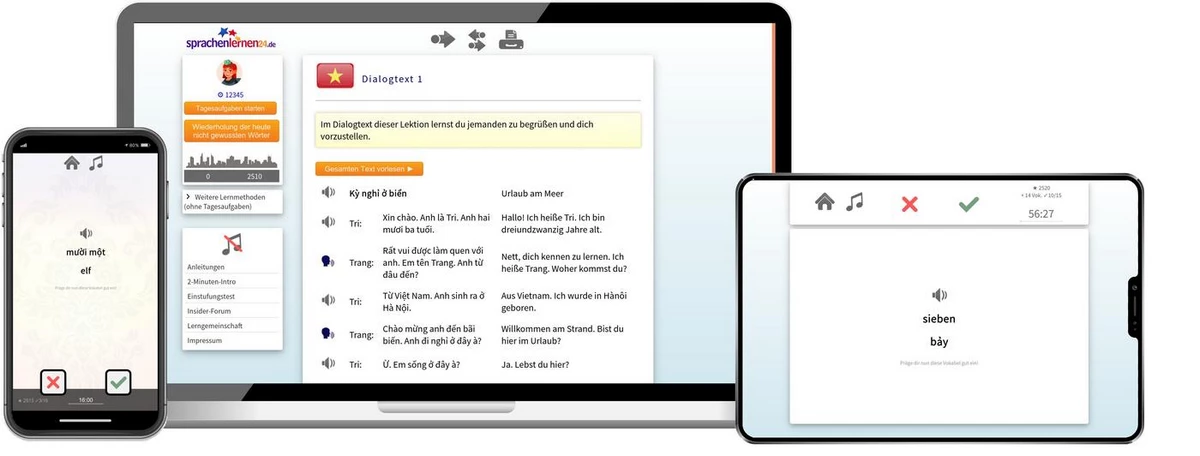 Sprachenlernen24 Online-Sprachkurs Vietnamesisch Screenshot