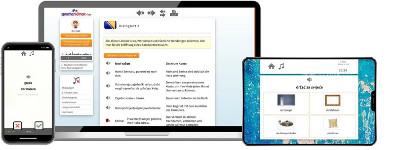 Sprachenlernen24 Bosnisch Aufbaukurs für Fortgeschrittene Online-Sprachkurs Screenshot