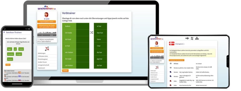 Dänisch Fachwortschatz-Vokabeltrainer Sprachenlernen24 Dänisch Basiskurs für Anfänger Online-Sprachkurs Screenshot
