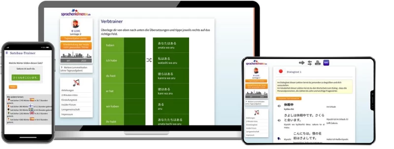 Japanisch Fachwortschatz-Vokabeltrainer Sprachenlernen24 Japanisch Basiskurs für Anfänger Online-Sprachkurs Screenshot