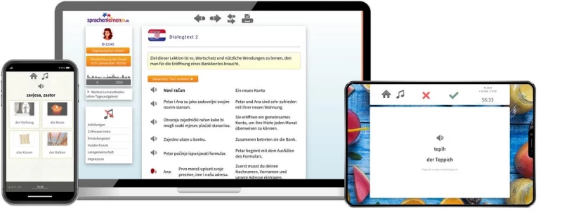 Kroatisch Aufbaukurs für Fortgeschrittene Sprachenlernen24 Kroatisch Aufbaukurs für Fortgeschrittene Online-Sprachkurs Screenshot