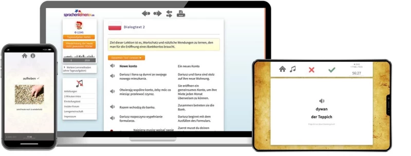 Polnisch Aufbaukurs für Fortgeschrittene Sprachenlernen24 Polnisch Aufbaukurs für Fortgeschrittene Online-Sprachkurs Screenshot