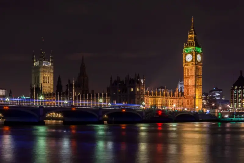 Spezialwortschatz für Städtereisen Big Ben, Westminster Bridge, London, England. Foto: Pixabay #945499